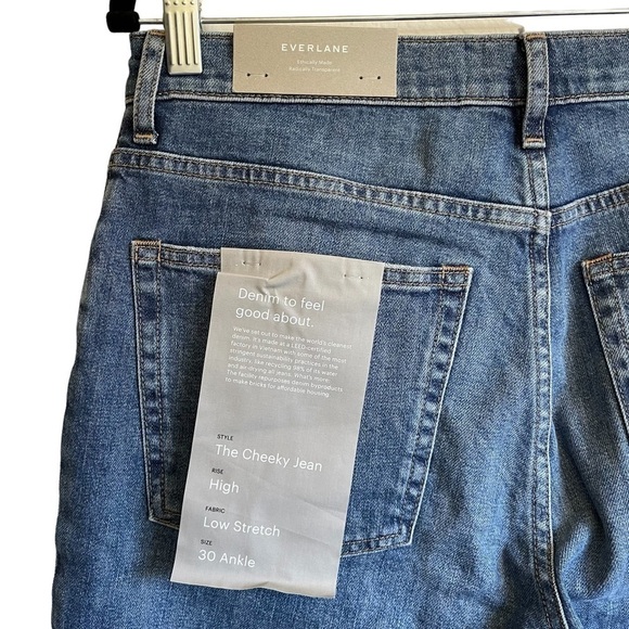 Everlane The Cheeky Crop Ankle Jean High Rise Frayed Raw Hem Size 30 NWT - Picture 7 of 12